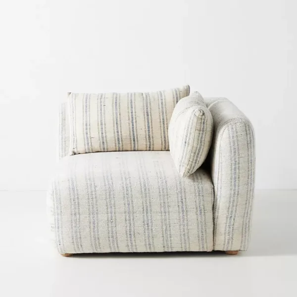 Modern stripe lounge chair angled view with cushions