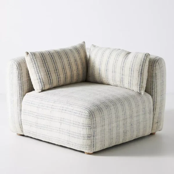 Stripe lounge chair single seater front view in fabric upholstery