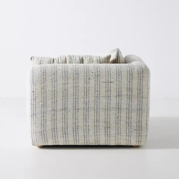 Stripe lounge chair back view single seater fabric chair