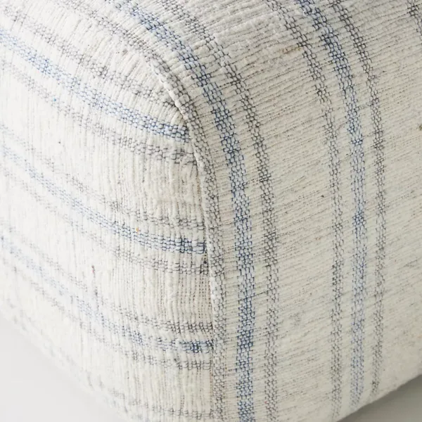 Stripe lounge chair fabric corner stitching detail