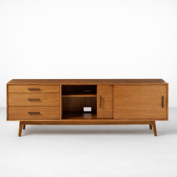 uren teakwood media console front