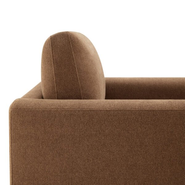 ash wood upholstered armchair angle view natural ash frame