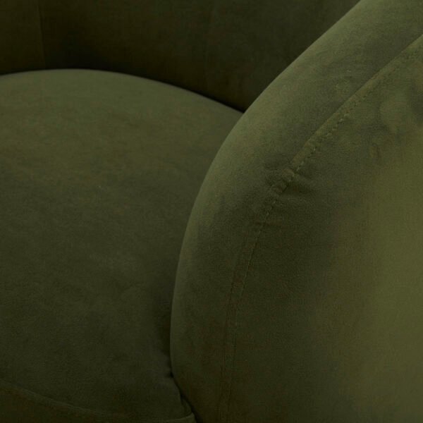 green swivel accent chair olive green upholstery texture close up