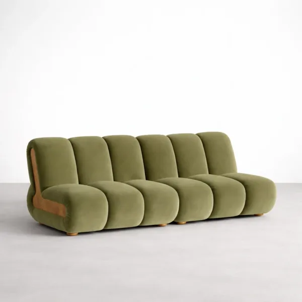 teakwood green sofa
