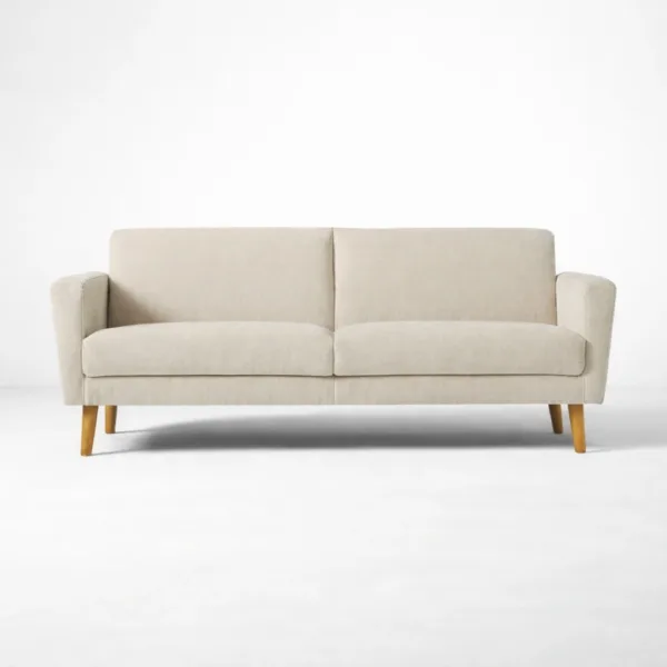 Front view ivory beige 3 seater sofa for living room INTERIORZE Elara