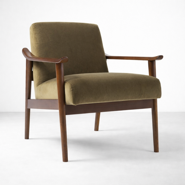 Side view of Aurelio solid teakwood lounge chair