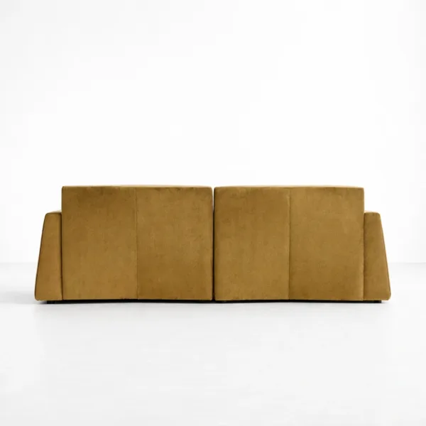 Back view of mustard velvet sofa by INTERIORZE