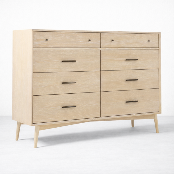 Lisbon ash wood chest of drawers – angled view