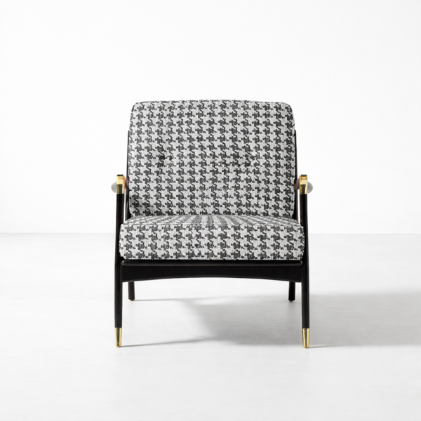 Angled view of Aurex Black Frame Accent Lounge Chair for living room
