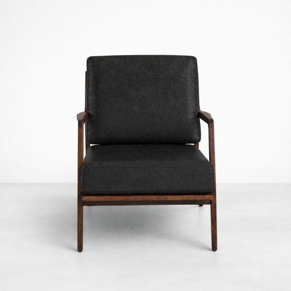 Black Leather Armchair Front View