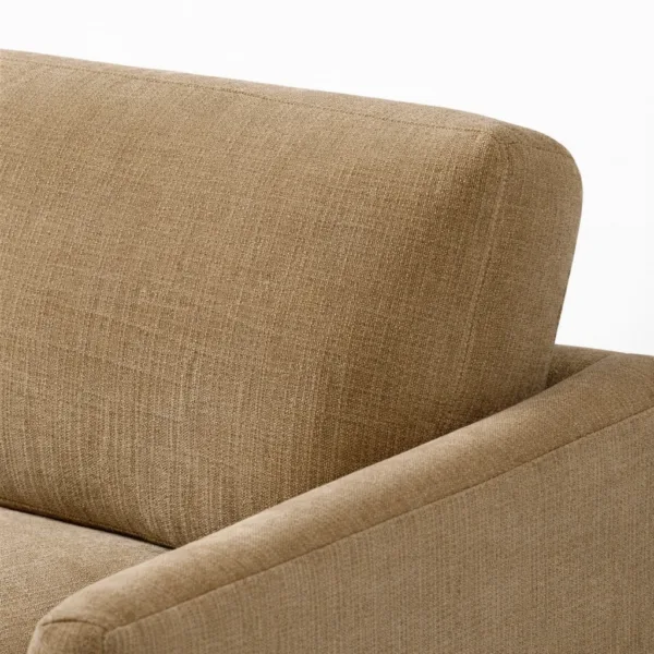 Close-up of sand beige fabric on INTERIORZE Haven 3 seater sofa