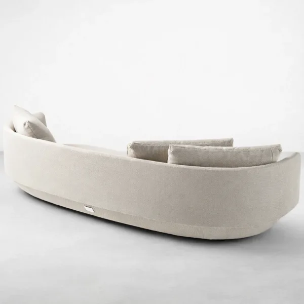 Ivory curved sofa back view showing smooth curved silhouette by INTERIORZE