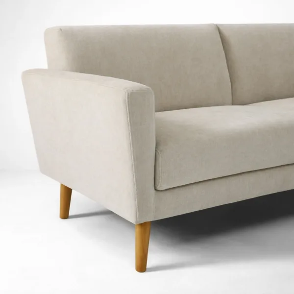 Close-up of ivory beige sofa arm and seat cushion INTERIORZE Elara