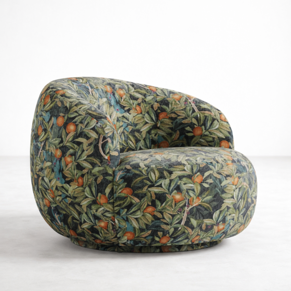 INTERIORZE citrus grove botanical round lounge chair front angle