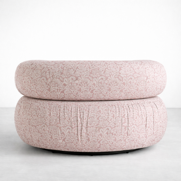 Matching blush pink floral ottoman for swivel chair set
