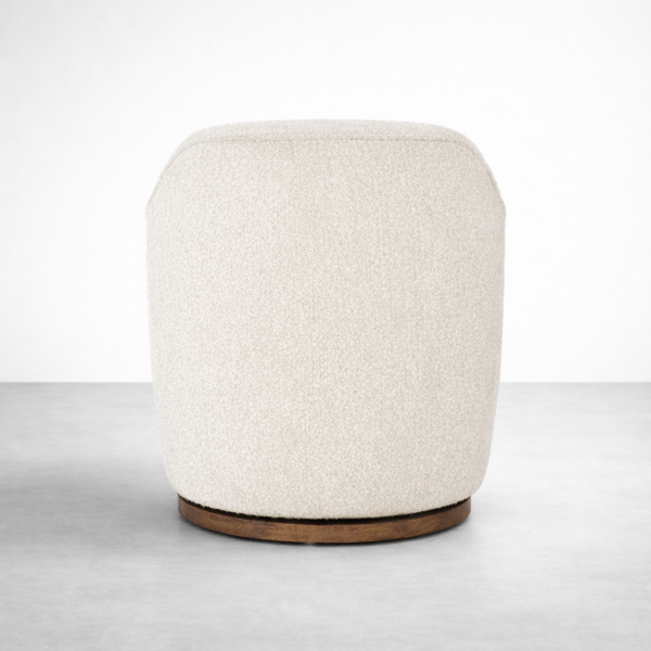 boucle swivel chair back view cream upholstery