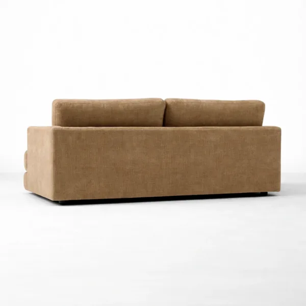 Back view of beige 3 seater sofa INTERIORZE Haven fabric sofa