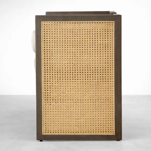 Teakwood and rattan side sofa angel with dark teak frame and woven rattan by INTERIORZE