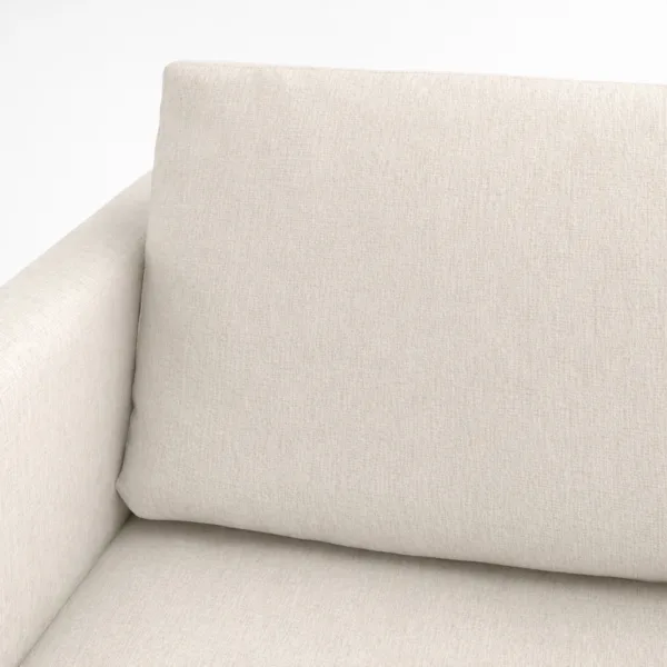 Close up of ivory fabric upholstery texture on INTERIORZE sofa