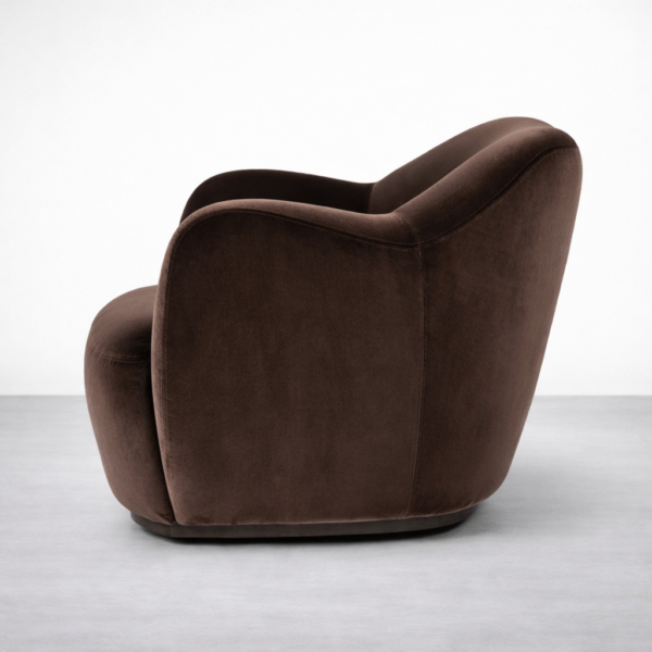 Side view of INTERIORZE Marlow brown accent chair