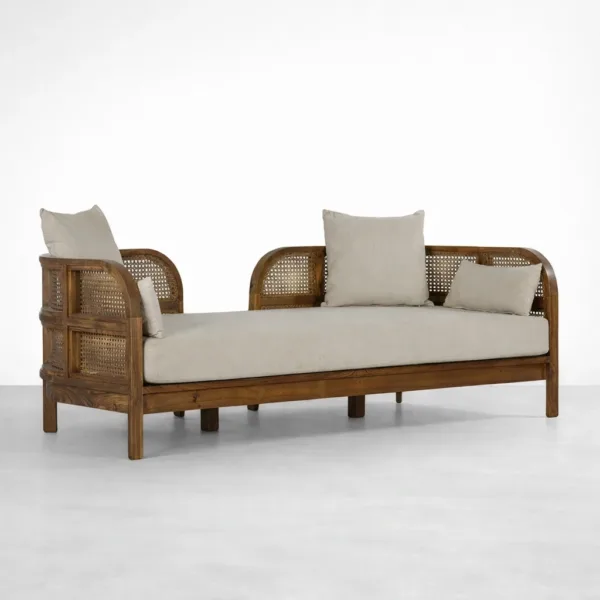 Teakwood Rattan Daybed Sofa