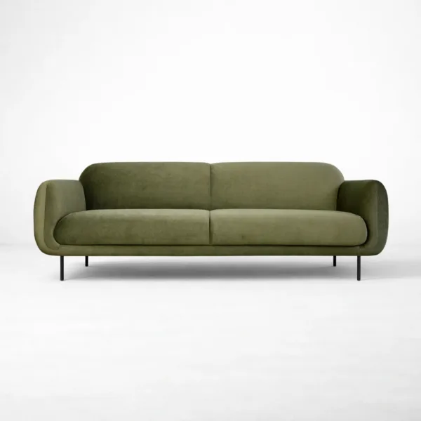 Front view olive green 3 seater sofa for living room INTERIORZE Arlo