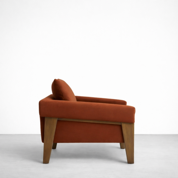 teak wood upholstered lounge chair side view solid teak frame