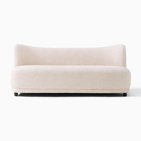 Front view of ivory boucle sofa INTERIORZE Lune 2 seater loveseat