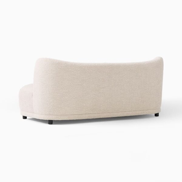 Back view of ivory boucle sofa with curved back INTERIORZE Lune