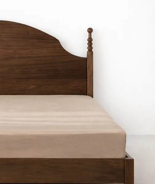 Solid teak wood bed turned post and headboard detail