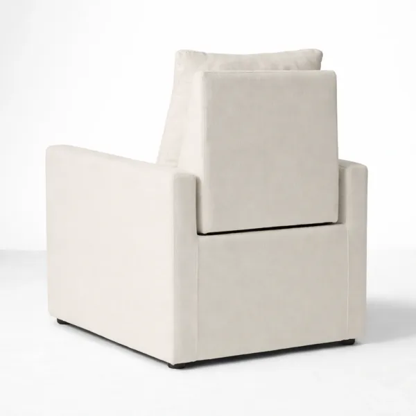 INTERIORZE ivory motorized recliner chair rear angle view