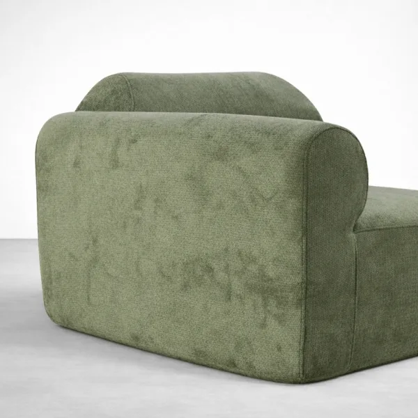 Olive green modular sofa armrest detail soft upholstery by INTERIORZE