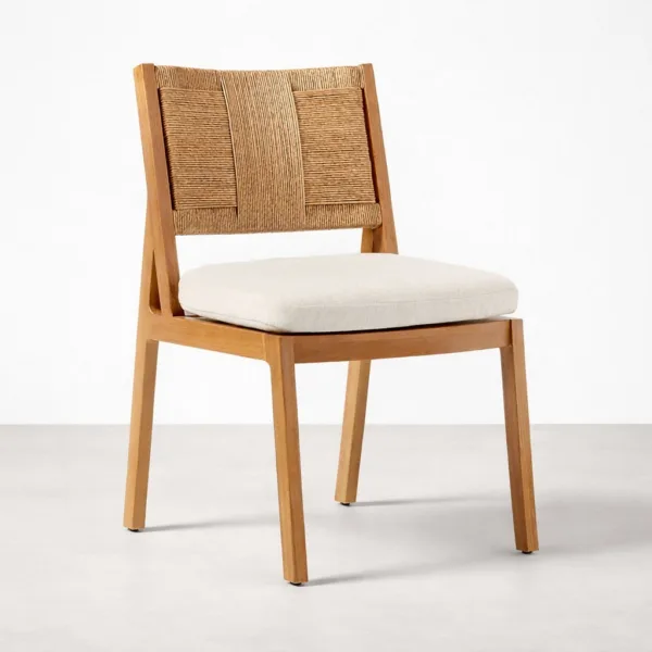 INTERIORZE Ravello teakwood cane back dining chair front view
