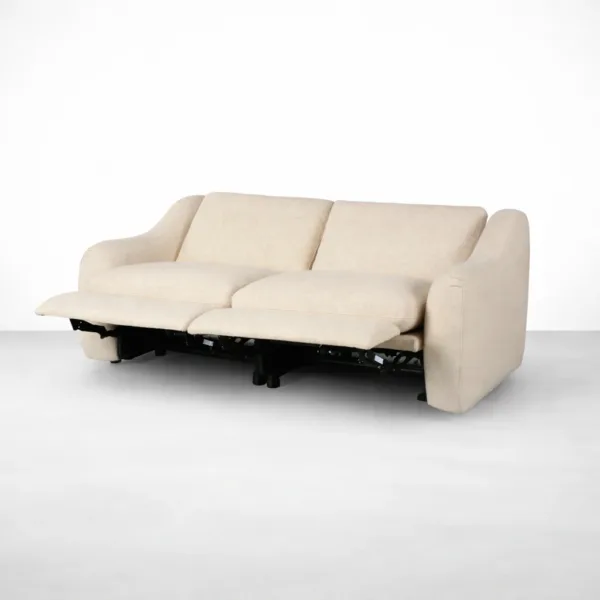 2 seater electric recliner sofa reclined position beige fabric INTERIORZE