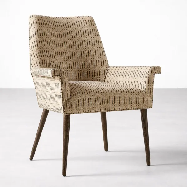 INTERIORZE Calvora upholstered arm dining chair angled view