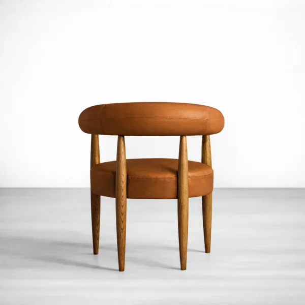 INTERIORZE Auro teakwood leather dining chair back view