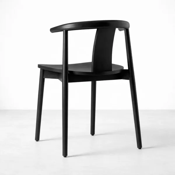 Solid teakwood dining chair back view black finish