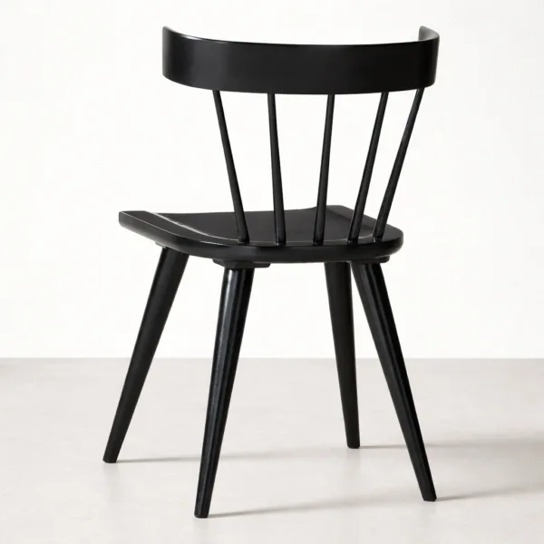 INTERIORZE Norvik solid teakwood dining chair back view with curved rail