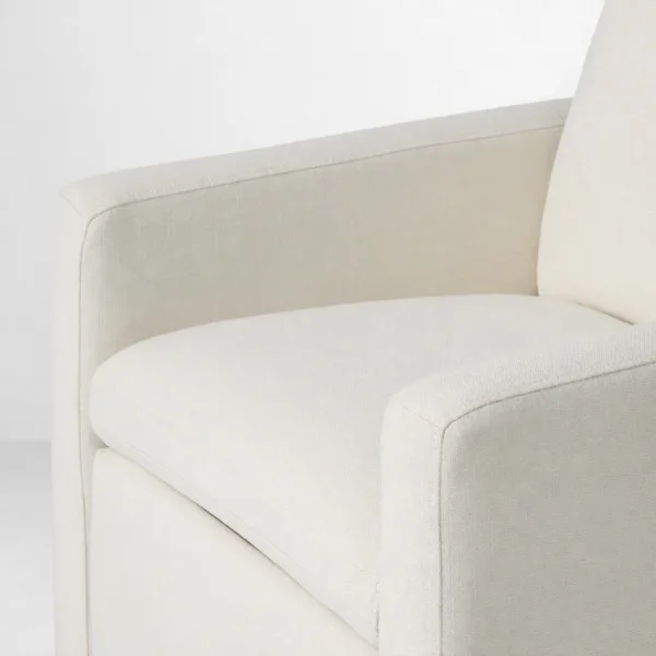Ivory linen-look upholstery fabric close-up on INTERIORZE motorized recliner chair