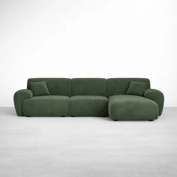 INTERIORZE green modular chaise sofa in forest green fabric