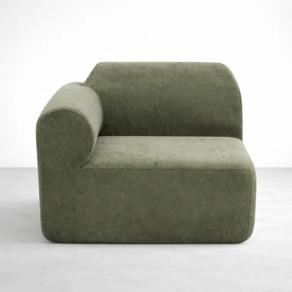 Olive green modular sectional sofa single module with left arm by INTERIORZE