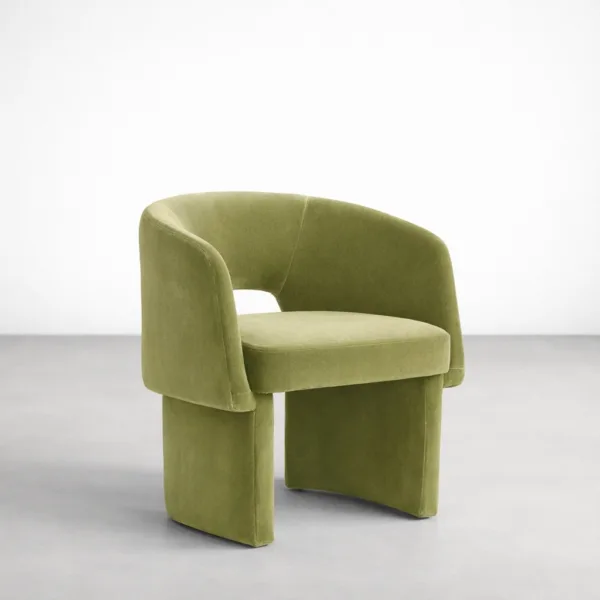 INTERIORZE Verdan green upholstered dining chair angled view