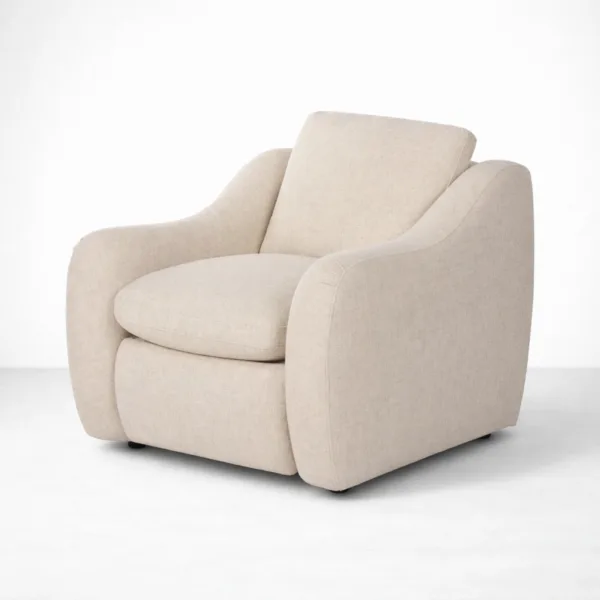 INTERIORZE beige motorized recliner chair in linen fabric front angle view