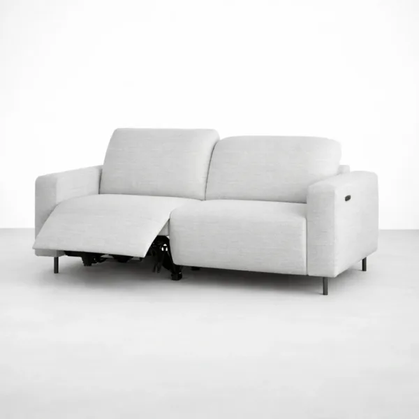 2 seater electric recliner sofa reclined position cloud grey fabric INTERIORZE