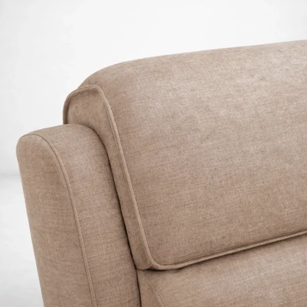 beige fabric texture close up of electric recliner sofa by INTERIORZE