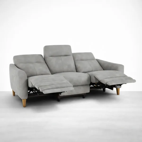 3 seater electric recliner sofa slate grey front view by INTERIORZE