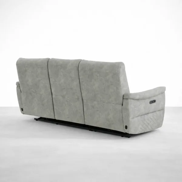 3 seater power recliner sofa back view light grey