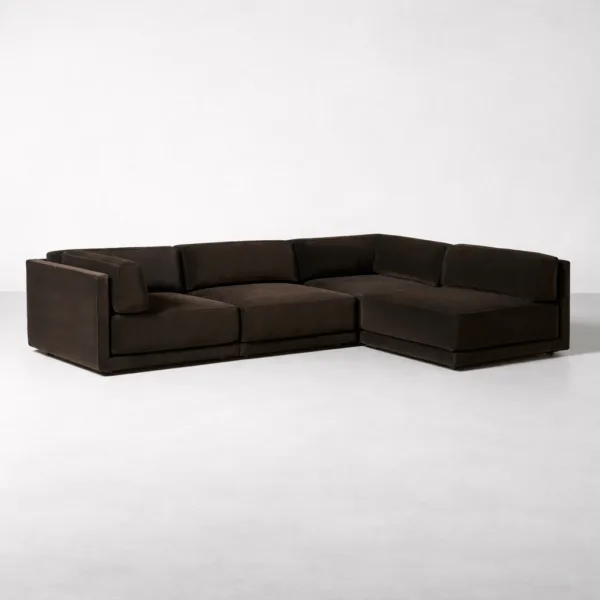 INTERIORZE Cocoa brown modular L-shape sectional sofa with chaise