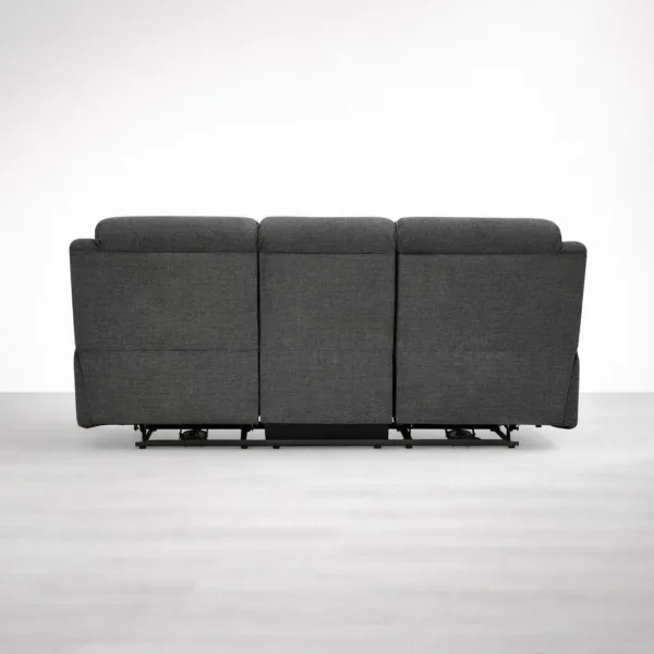 back view of charcoal black 3 seater electric recliner sofa INTERIORZE