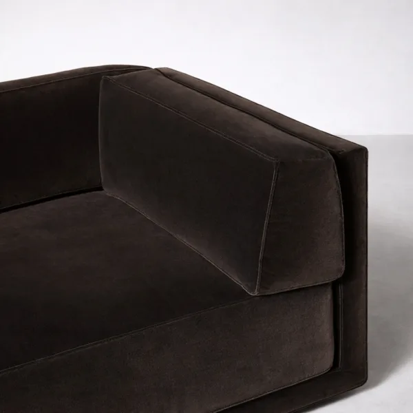 Side view of dark brown L-shape sectional sofa with chaise module